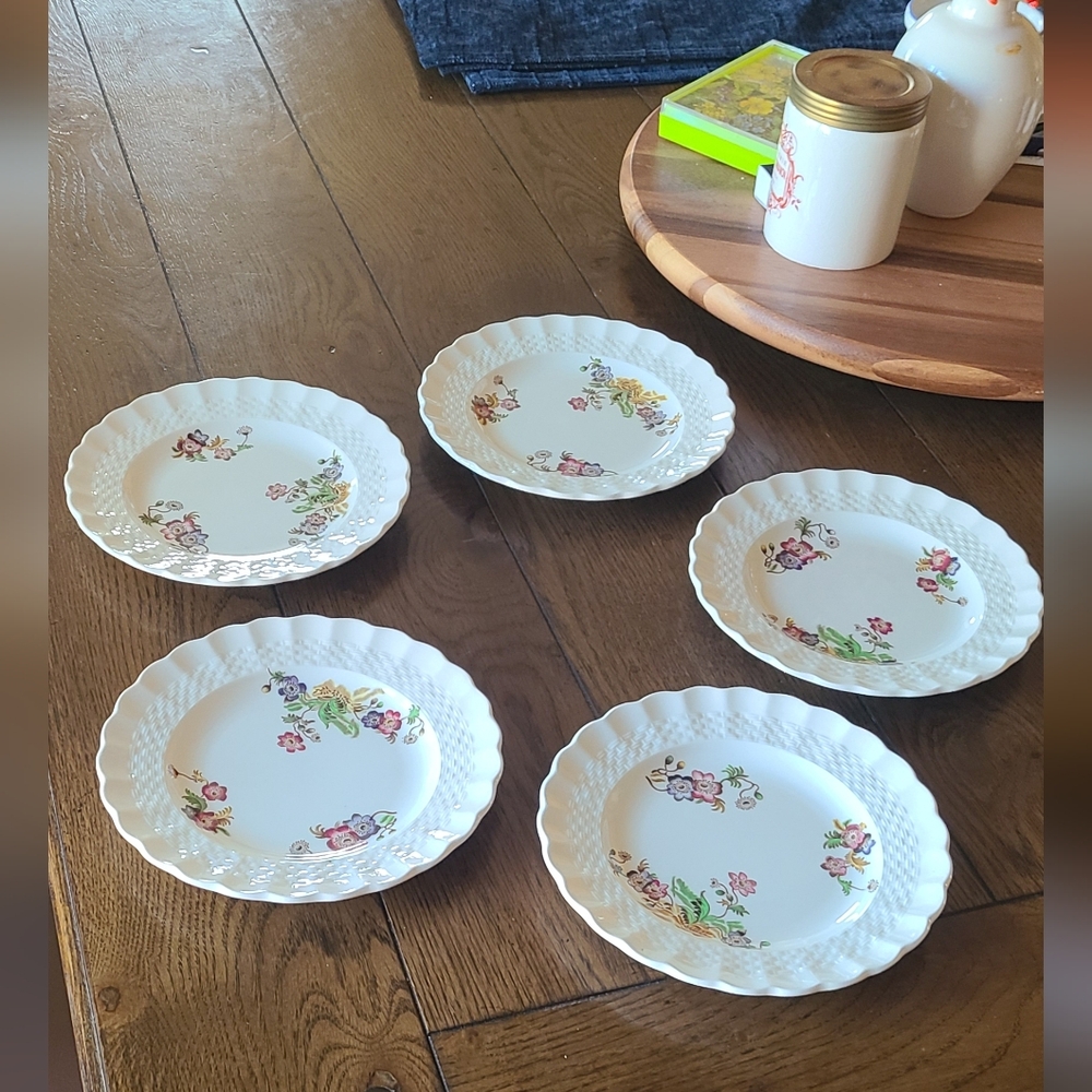 Vintage Copeland Spode "Wicker Lane" 6.75" bread & butter plates (5)❤️